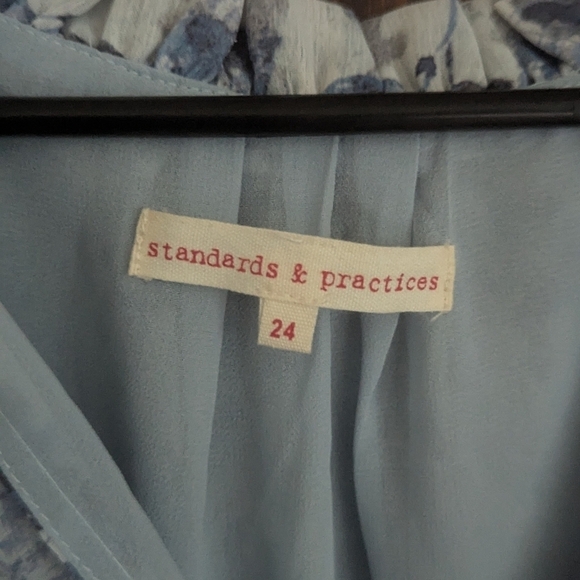 Standards & Practices Blue Floral Long Sleeve Cottagecore Maxi Dress Size 24 - Picture 4 of 11